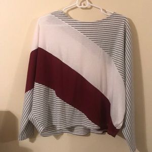 Color block top with poncho sleeves